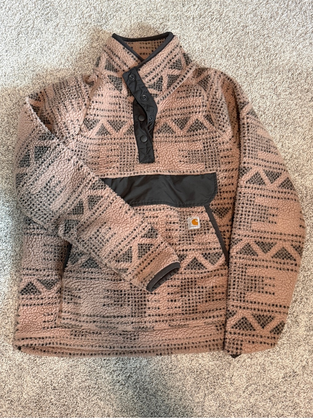 Carhartt Women’s Brown Patterned Snap Pullover Sweater - M